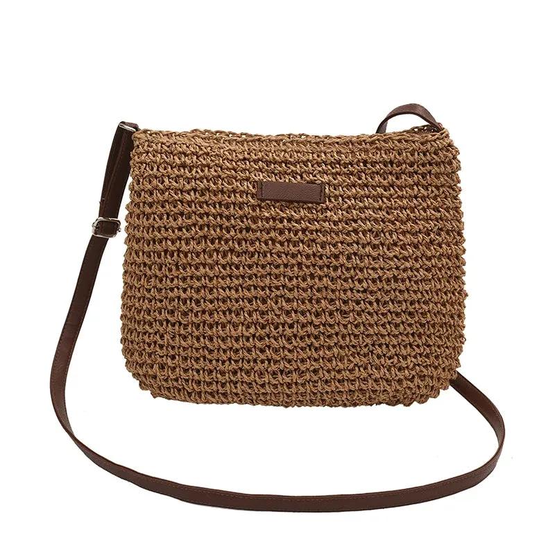 Straw Bags for Women Trend 2024 Casual Designer Solid Color Crossbody Bag Female Vacation Beach Shoulder Bag Sac De Luxe Femme