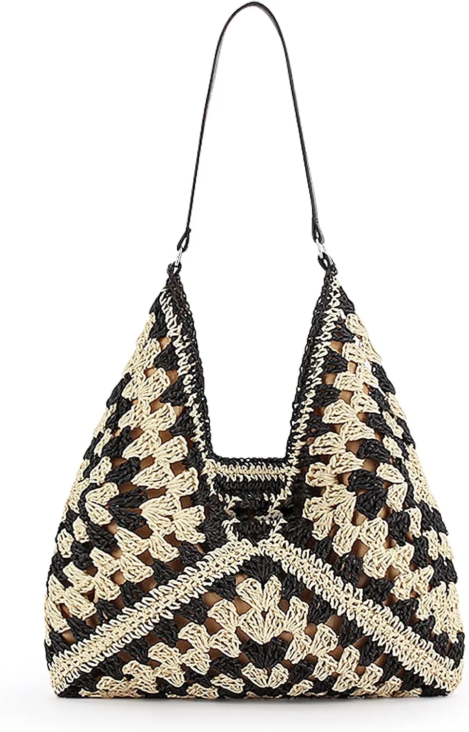 Straw Hobo Bags for Women, Large Capacity Woven Beach Tote Bag Summer Vintage Crochet Shoulder Bag for Travel