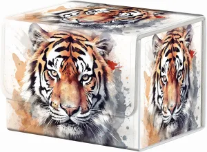 Strong Magnet Card Case Deck Box Mtg Card Box Playing Card Box Magic Deck Box Tcg Up to 200 Cards Creative Pattern Trading Card Storage Box for Collectible Card Games, Watercolor Tiger Painting