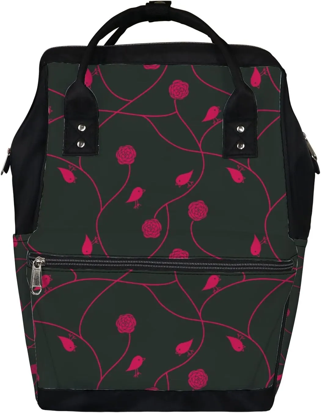 Stylish Floral Diaper Bag Backpack Waterproof Backpack Baby Nappy Changing Bag for Travel Large Capacity Durable and Stylish for Woman