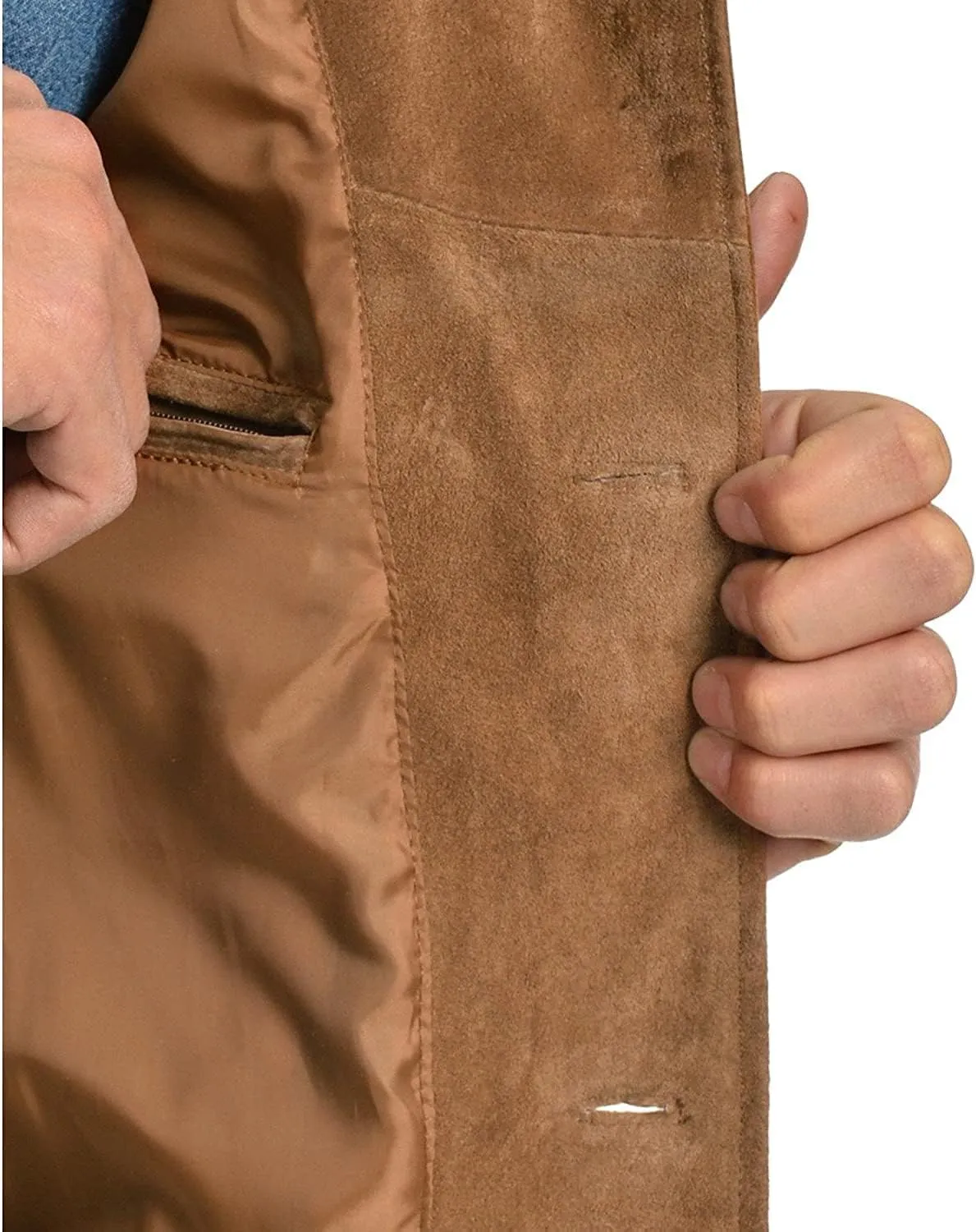 Suede Leather Jacket for Men Western Cowboy Native American Brown Fringe Biker Style Coat Outerwear
