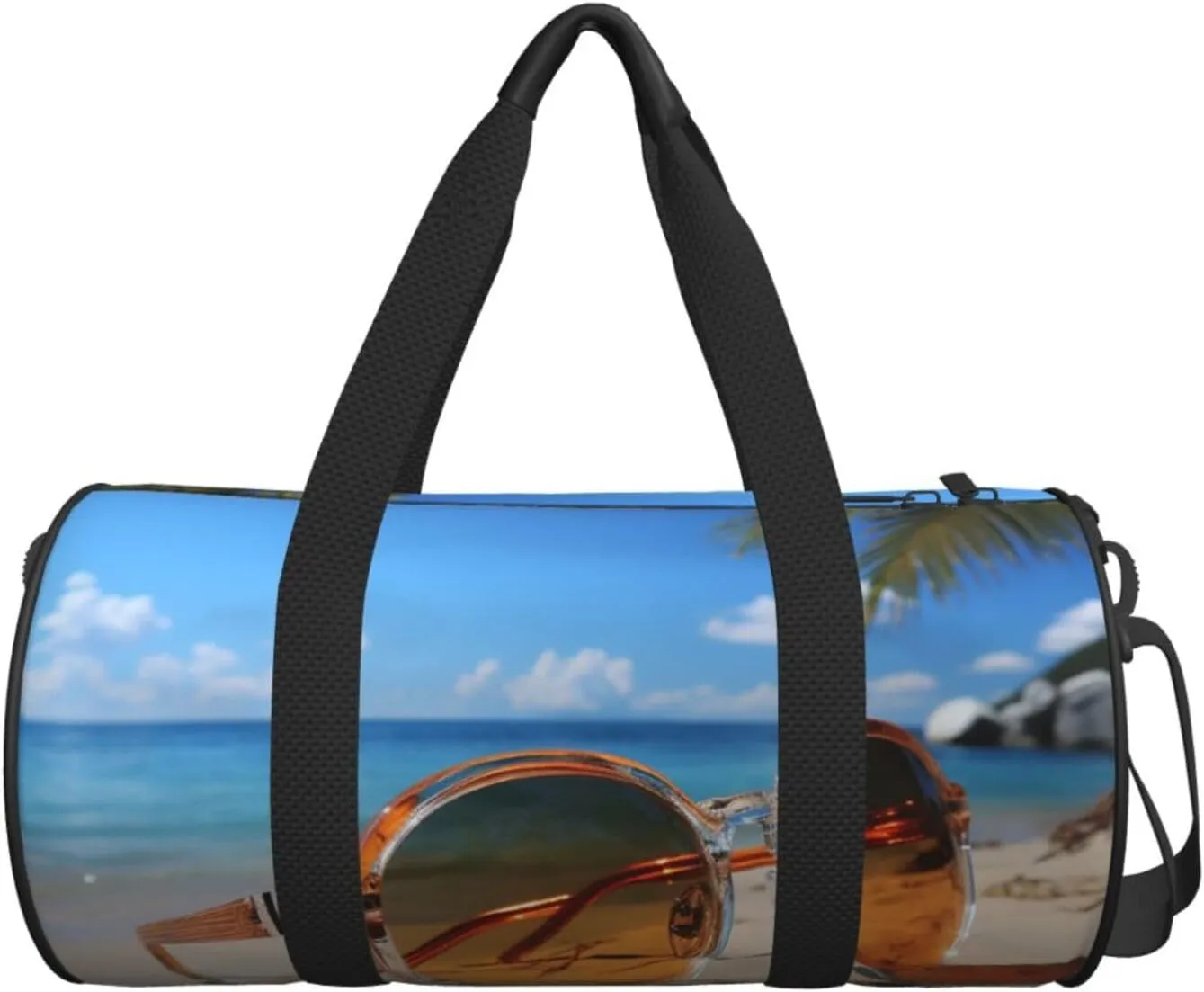 Summer glasses and beach Travel Duffle Bag for Men Women Sport Gym Bag Foldable Weekender Bag Carry on Overnight Bag for Travel Swimming Basketball