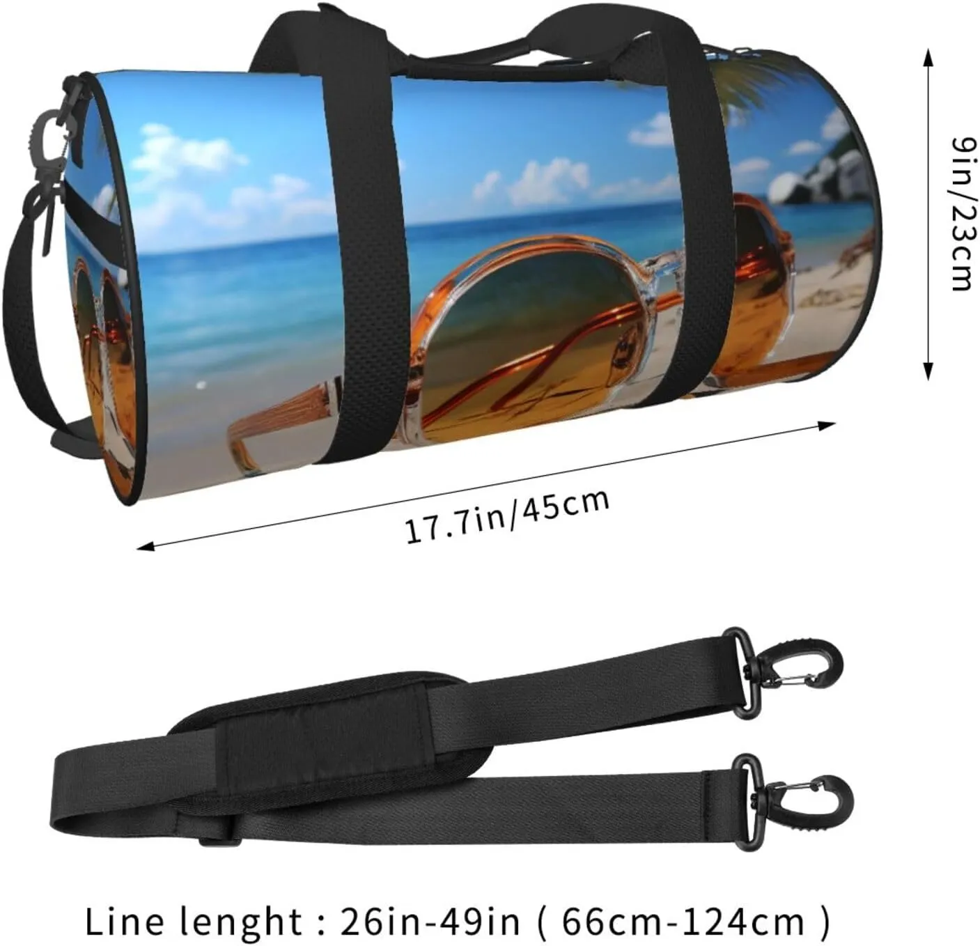 Summer glasses and beach Travel Duffle Bag for Men Women Sport Gym Bag Foldable Weekender Bag Carry on Overnight Bag for Travel Swimming Basketball