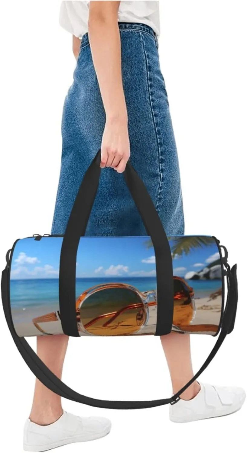 Summer glasses and beach Travel Duffle Bag for Men Women Sport Gym Bag Foldable Weekender Bag Carry on Overnight Bag for Travel Swimming Basketball