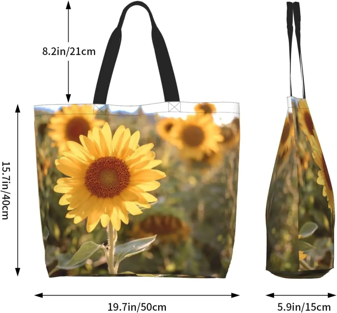 Sunflower Casual Daily Handbags Classic Style Shoulder Bags Women'S Large-Capacity Shoulder Shopping Bags Black