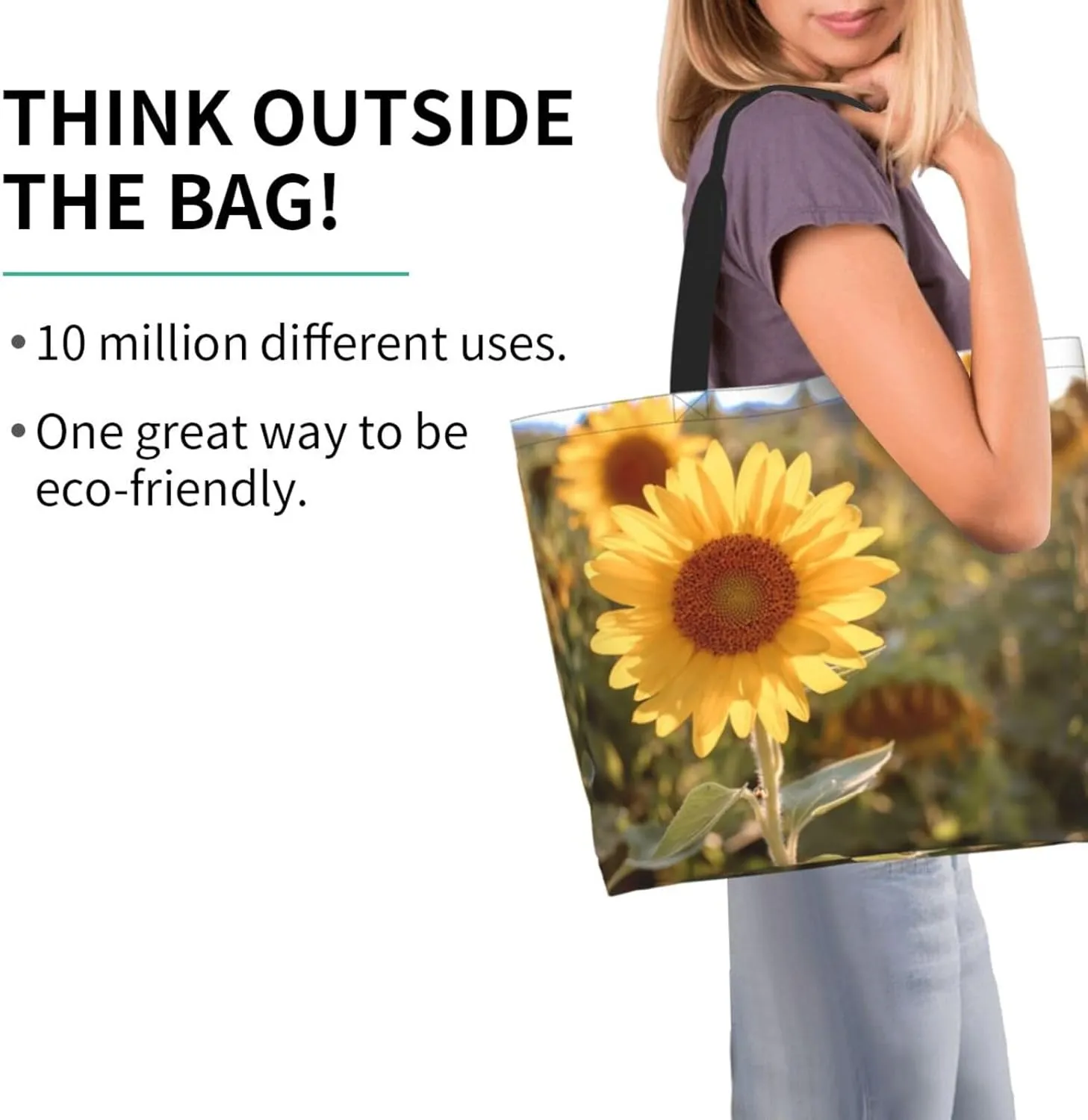 Sunflower Casual Daily Handbags Classic Style Shoulder Bags Women'S Large-Capacity Shoulder Shopping Bags Black
