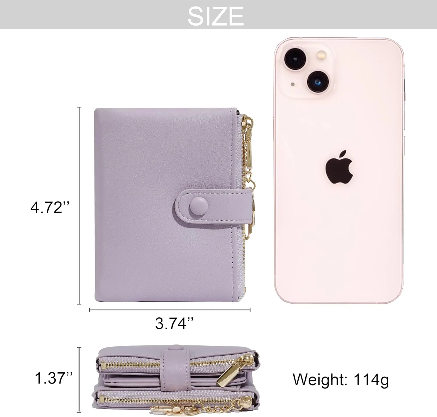 Sunwel Fashion Small Vegan Leather Wallet for Women RFID Blocking Ladies 13 Card Holder with Double Zipper Pocket (LAVENDER)