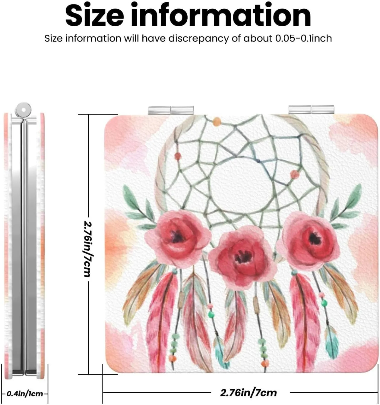 Sweet Dream Catcher Women Small Pocket Mirror Travel Cosmetic Mirror Folding Handheld Makeup Mirror