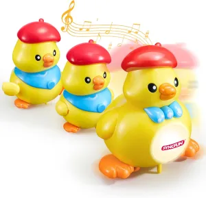 SYNCFUN Musical Duck Toy with 2 Baby Ducks, Crawling Tummy Time Toy with Light & Music, Early Learning Education, Christmas Birthday Gift for Boys Girls Aged 6  Months, Easter Gift