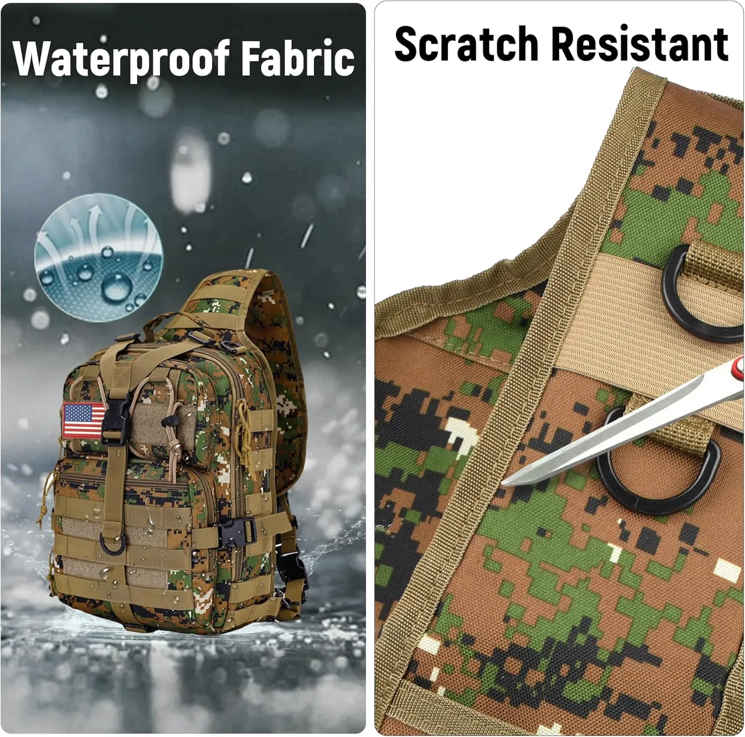 Tactical Sling Bag Backpack, Military Rover Shoulder Sling Pack, EDC Molle Assault Range Bag, Crossbody Chest Bag for Men (Junglegreen)