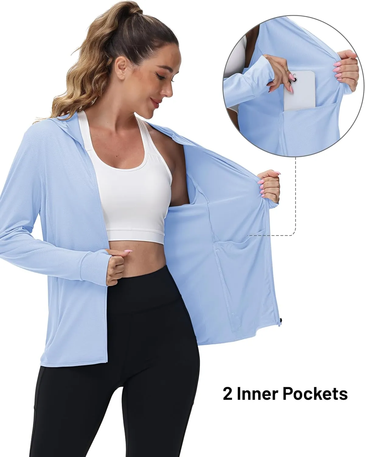 TACVASEN Women's Sun Hoodies Lightweight Jacket for Women Zip Up UPF 50  UV Shirt Long Sleeves