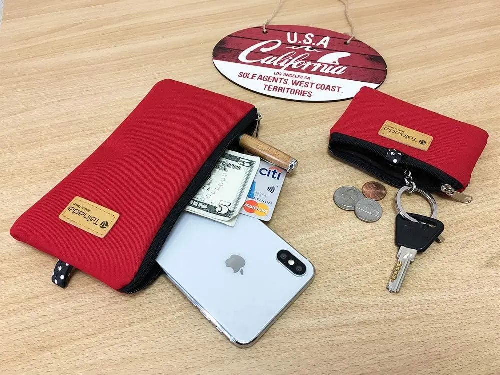 Tainada Phone Purse Pouch Bag with Clear View Window Touch Screen & Neck Strap Lanyard Compatible with Most of Smartphones   One ID Window Card Holder Coin Purse (Red)
