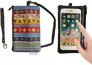 Tainada Phone Wristlet Purse 2 in 1 Pouch w/Clear View Window Touch Screen & Detachable Neck Strap Lanyard, Wristlet Strap for iPhone 16/15 Pro Max, 16/15 Plus; Samsung S24 , A54 (Ethnic Pattern)