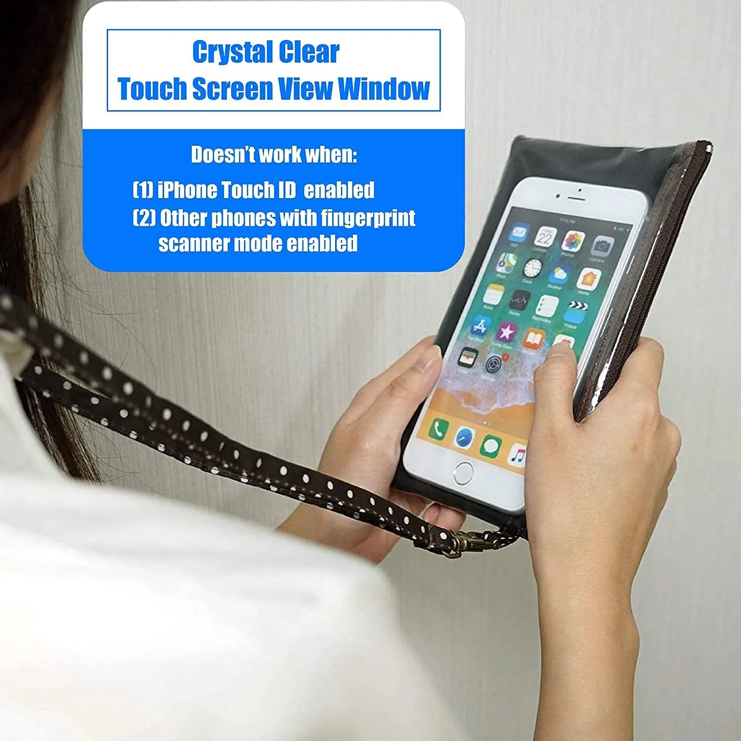Tainada Phone Wristlet Purse 2 in 1 Pouch w/Clear View Window Touch Screen & Detachable Neck Strap Lanyard, Wristlet Strap for iPhone 16/15 Pro Max, 16/15 Plus; Samsung S24 , A54, Z Fold6 (Dark Gray)