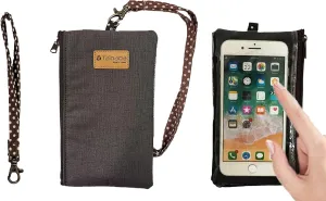 Tainada Phone Wristlet Purse 2 in 1 Pouch w/Clear View Window Touch Screen & Detachable Neck Strap Lanyard, Wristlet Strap for iPhone 16/15 Pro Max, 16/15 Plus; Samsung S24 , A54, Z Fold6 (Dark Gray)