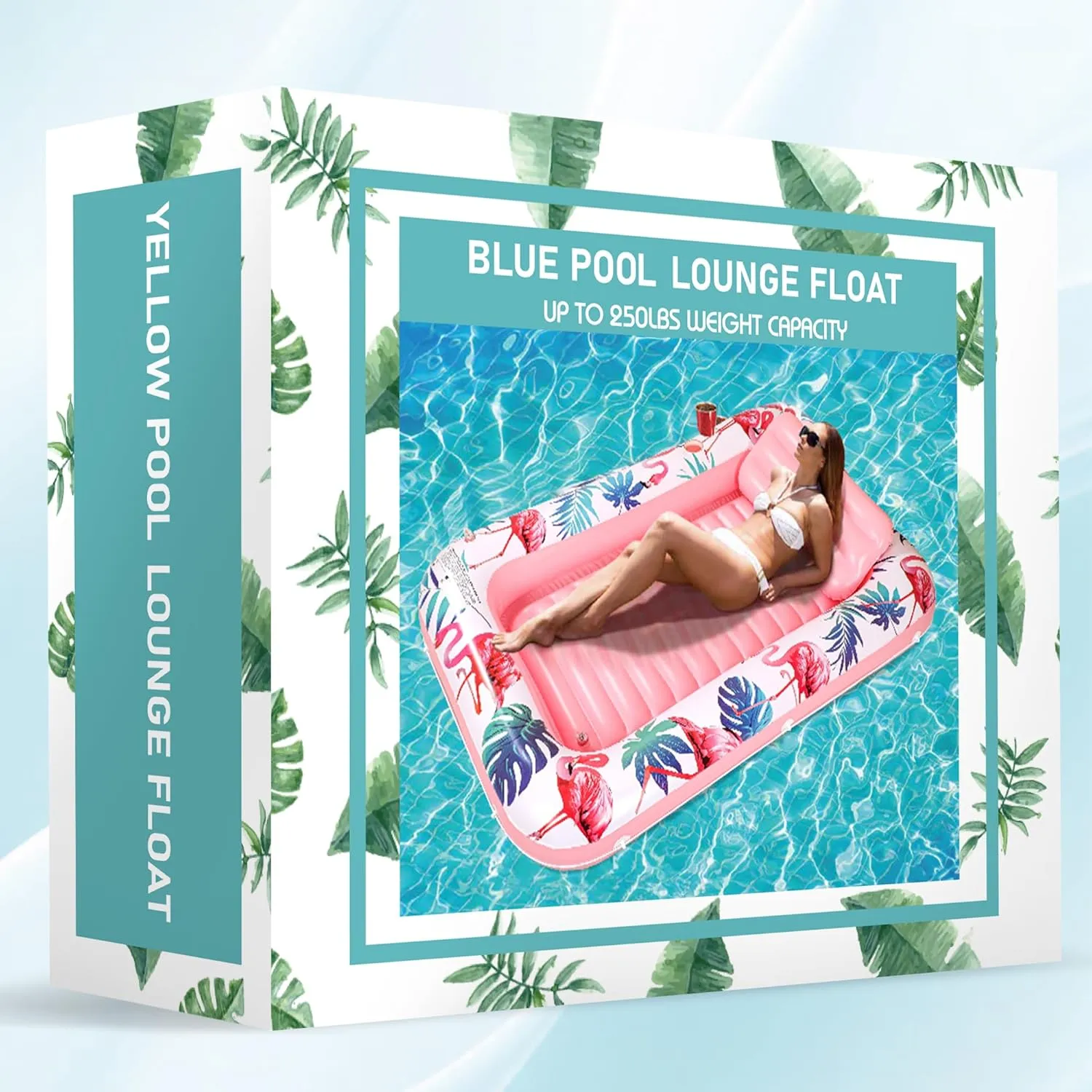 Tanning Pool Floats for Adults with Cup Holder & Pillow, Thick UV-Resistant PVC Portable Float for Backyard, Pool, Lake - Compact Design, Easy Inflation, Durable for Tanning & Relaxation