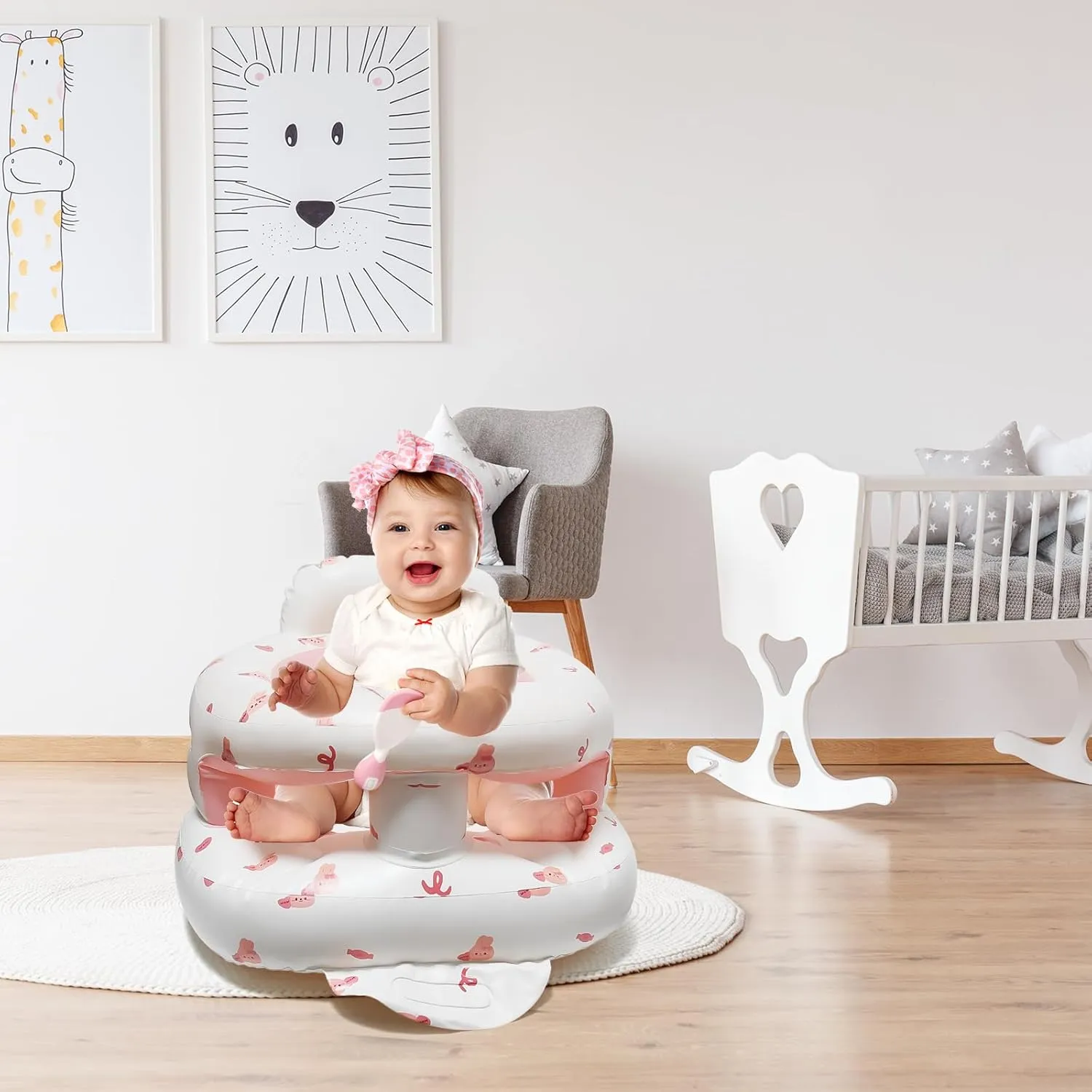 TDTOK Upgraded Inflatable Baby Seat for 3 Months and Up, Outdoor Baby Seat with Built-in Air Bump Blow Up Learning Sit with Back Support