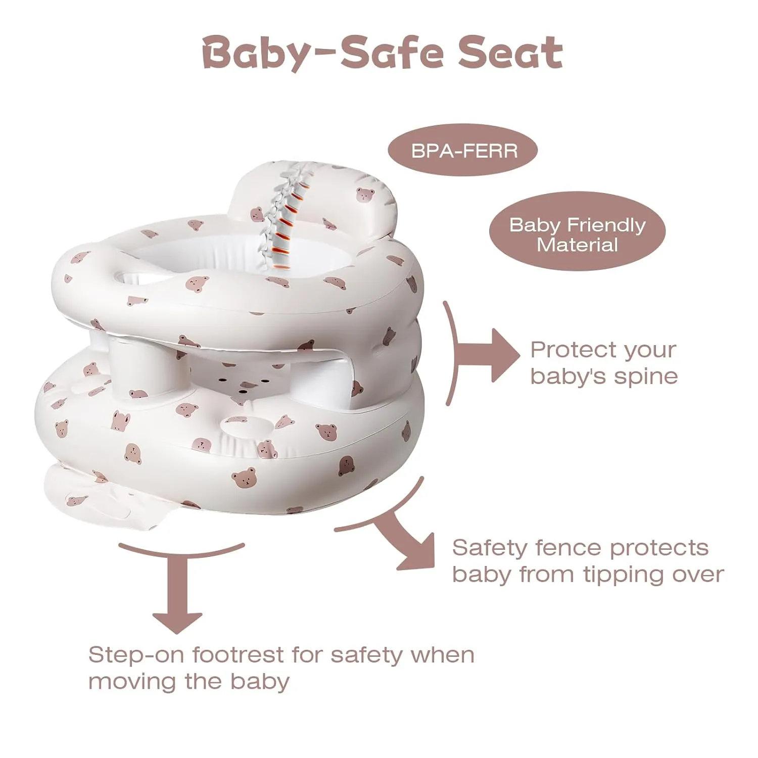 TDTOK Upgraded Inflatable Baby Seat for 3 Months and Up, Outdoor Baby Seat with Built-in Air Bump Blow Up Learning Sit with Back Support