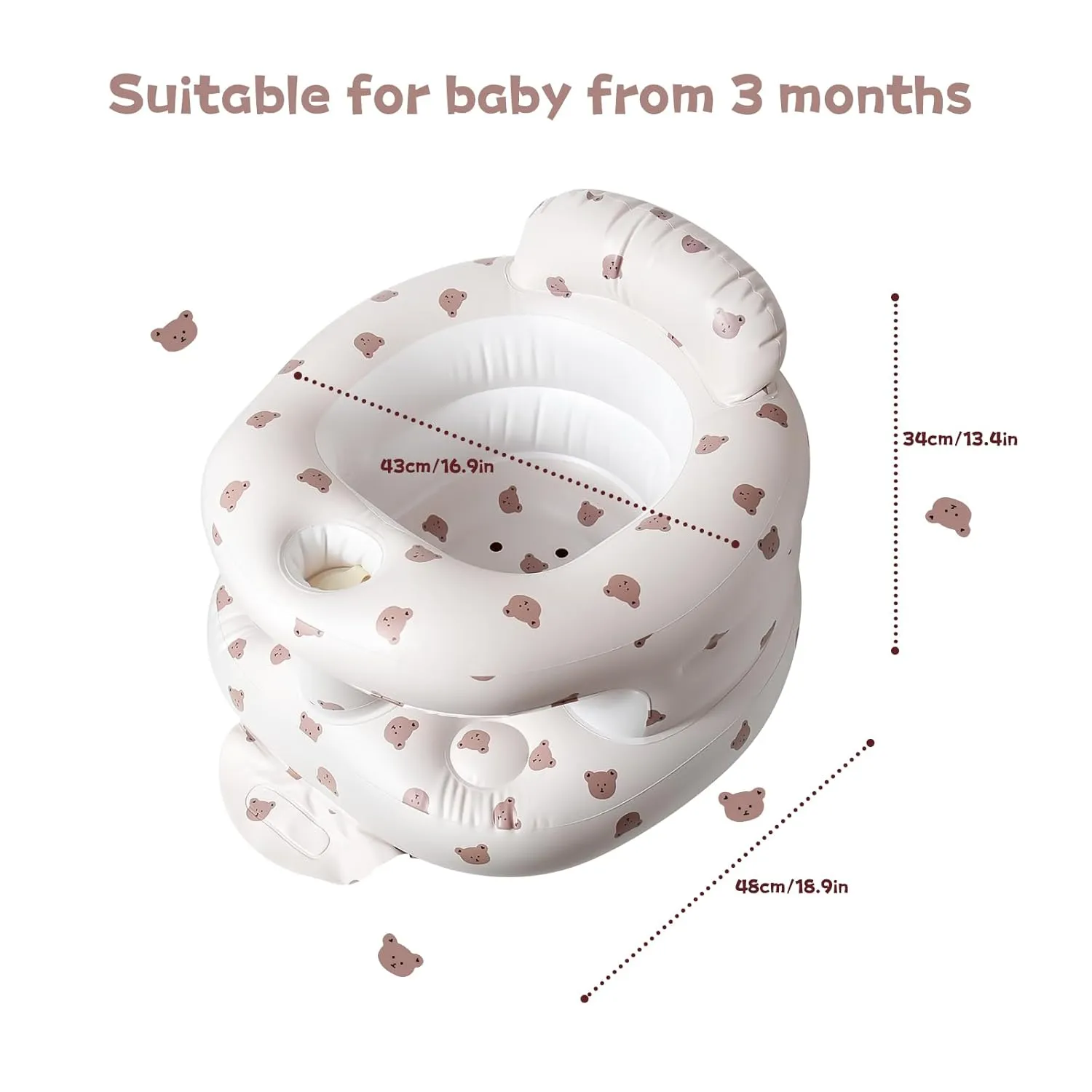 TDTOK Upgraded Inflatable Baby Seat for 3 Months and Up, Outdoor Baby Seat with Built-in Air Bump Blow Up Learning Sit with Back Support