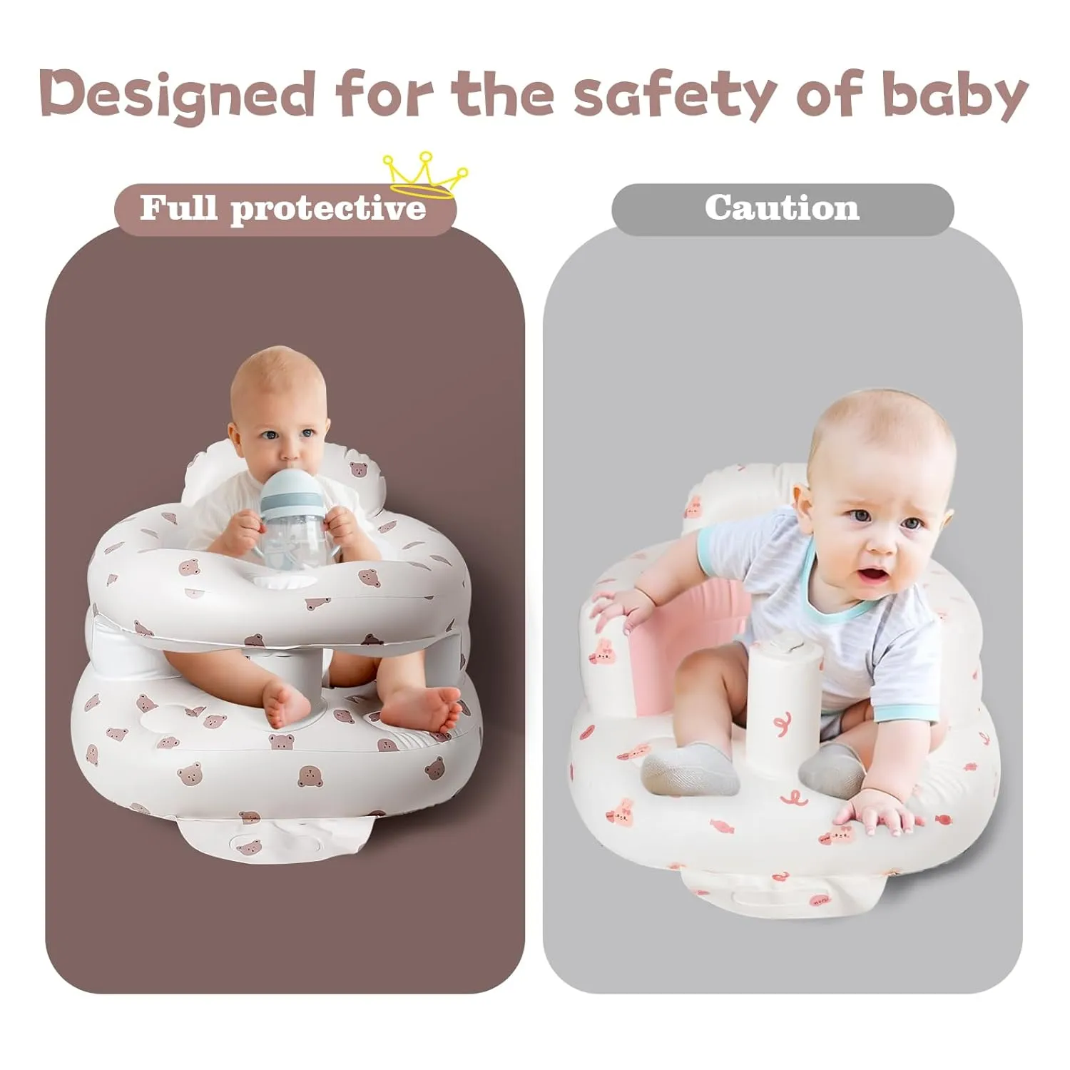 TDTOK Upgraded Inflatable Baby Seat for 3 Months and Up, Outdoor Baby Seat with Built-in Air Bump Blow Up Learning Sit with Back Support