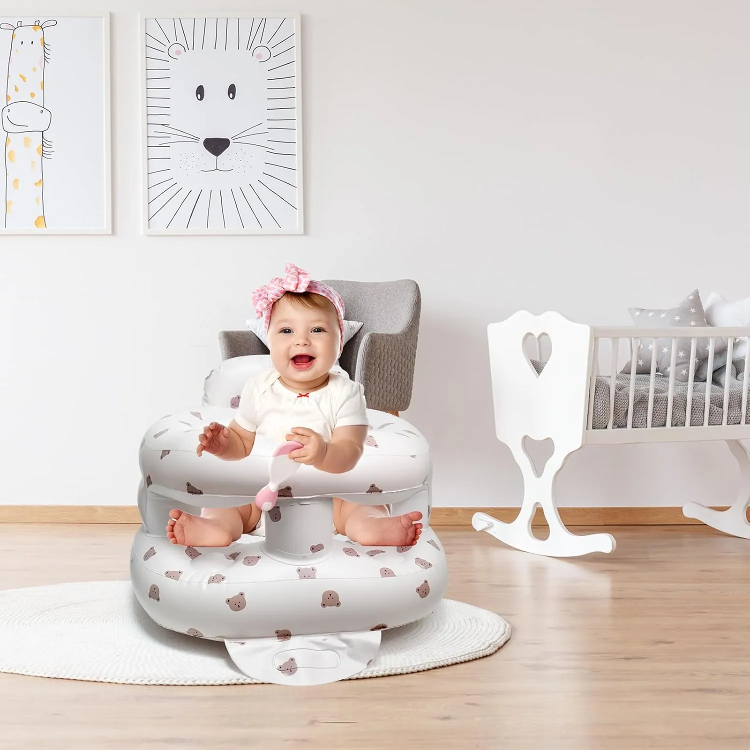 TDTOK Upgraded Inflatable Baby Seat for 3 Months and Up, Outdoor Baby Seat with Built-in Air Bump Blow Up Learning Sit with Back Support