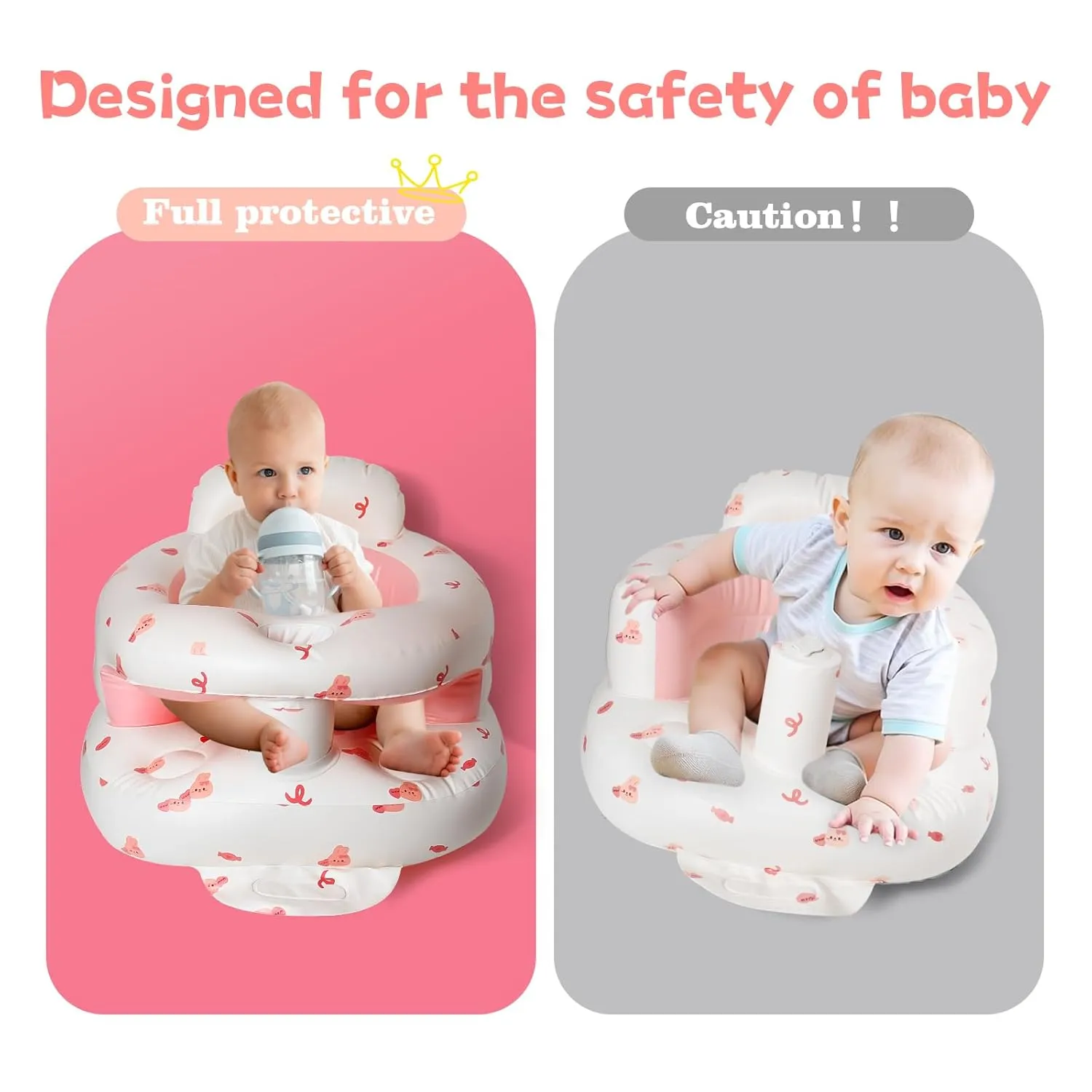 TDTOK Upgraded Inflatable Baby Seat for 3 Months and Up, Outdoor Baby Seat with Built-in Air Bump Blow Up Learning Sit with Back Support