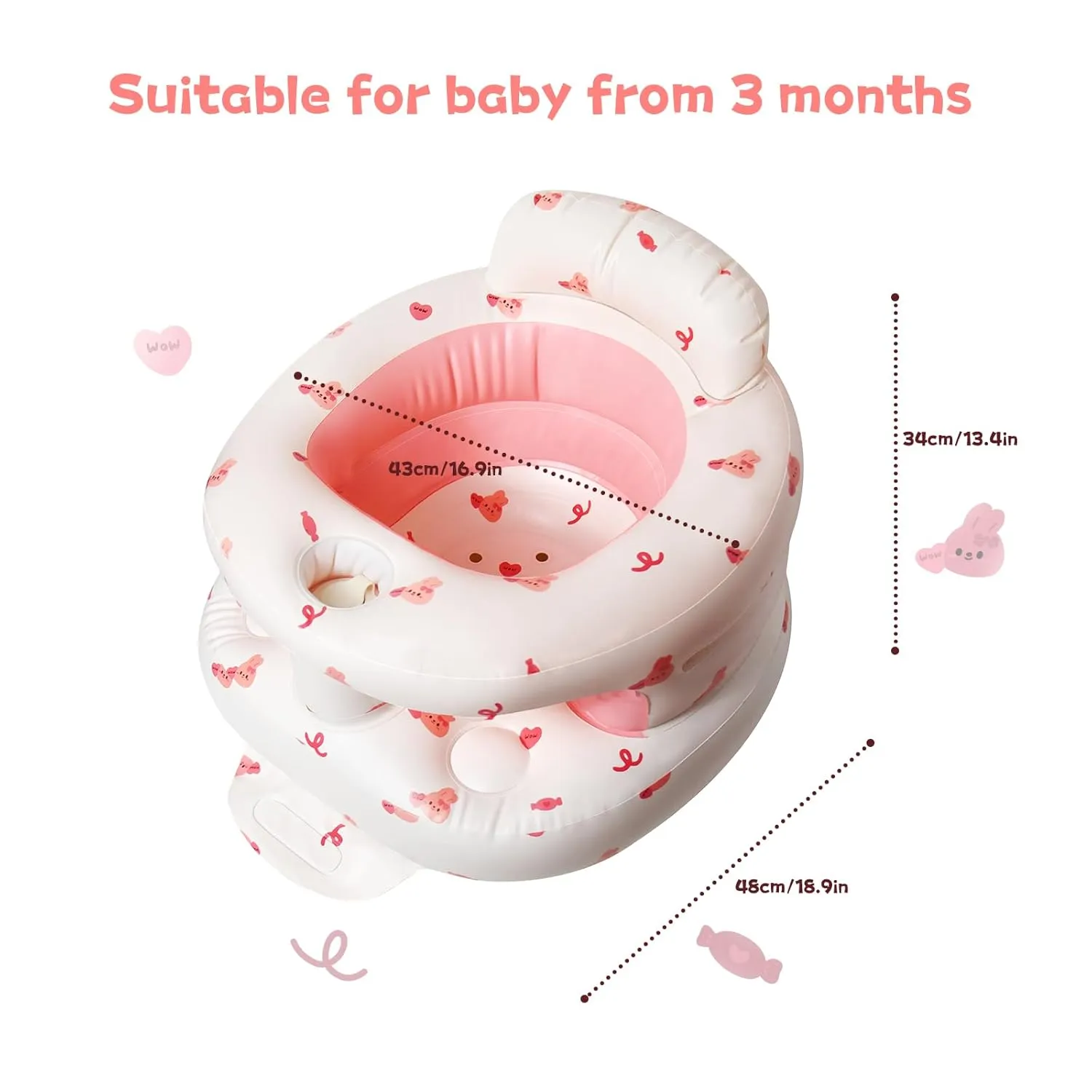 TDTOK Upgraded Inflatable Baby Seat for 3 Months and Up, Outdoor Baby Seat with Built-in Air Bump Blow Up Learning Sit with Back Support