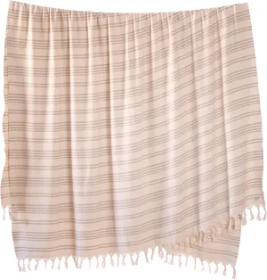 Teema Large Indoor/Outdoor Blanket - 100% Turkish Cotton - Sand Free - Fast Drying - Versatile and Multi-Use - The Seasons Blanket (Cream)