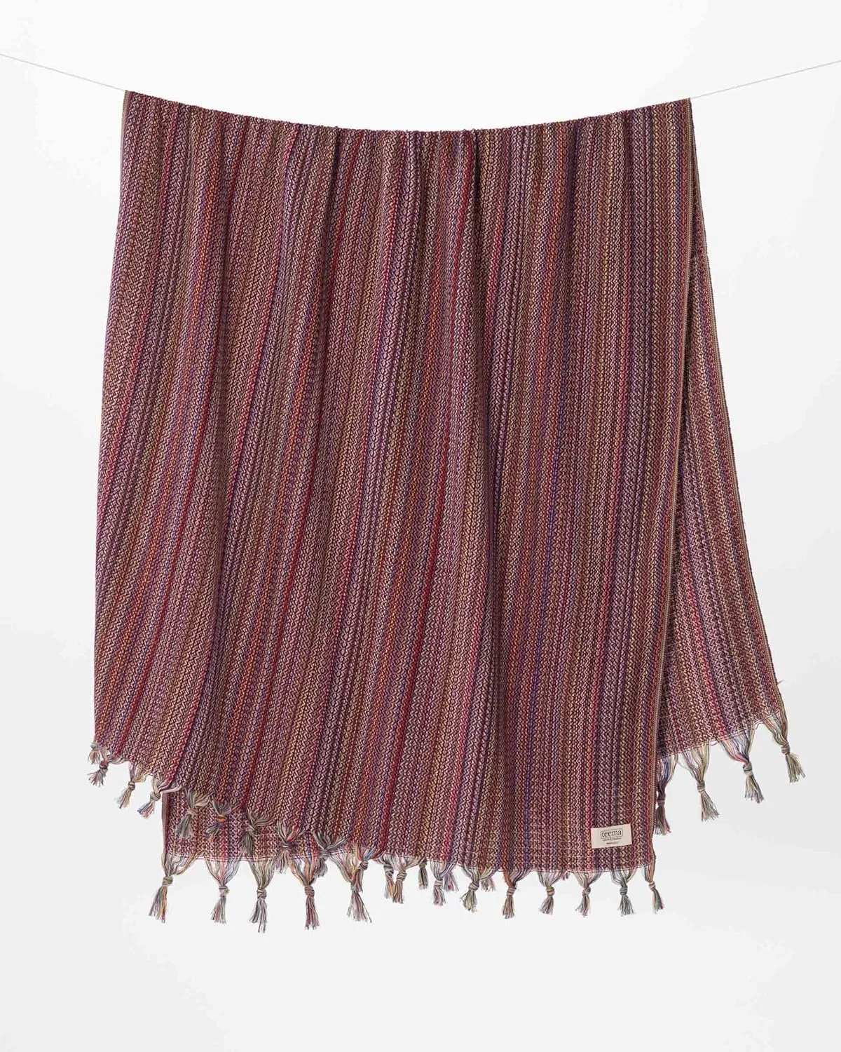 Teema Large Turkish Beach Towel - 100% Turkish Cotton - Sand Free - Fast Drying - Versatile and Multi-Use - The Labyrinth (Maroon)
