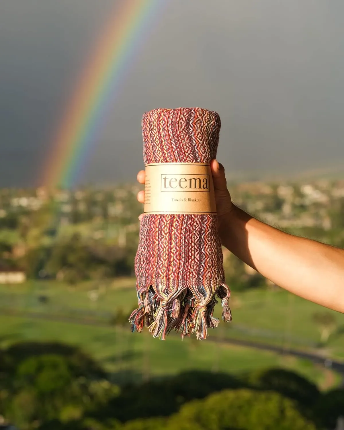 Teema Large Turkish Beach Towel - 100% Turkish Cotton - Sand Free - Fast Drying - Versatile and Multi-Use - The Labyrinth (Maroon)