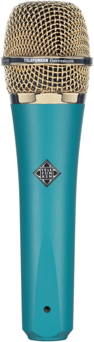 Telefunken M81 Custom Handheld Supercardioid Universal Dynamic Vocal Microphone, Turquoise Body with Gold Grille