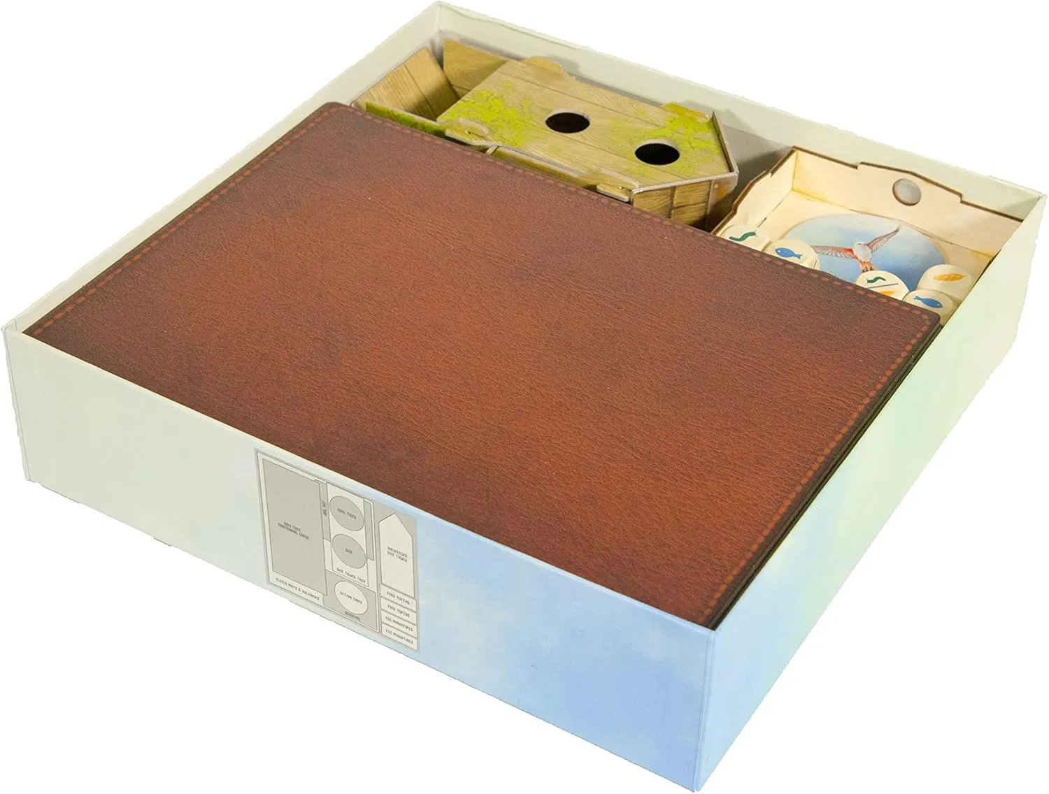 The Broken Token Game Organizer Compatible with Wingspan - Wooden Game Organizing Box with Multiple Trays