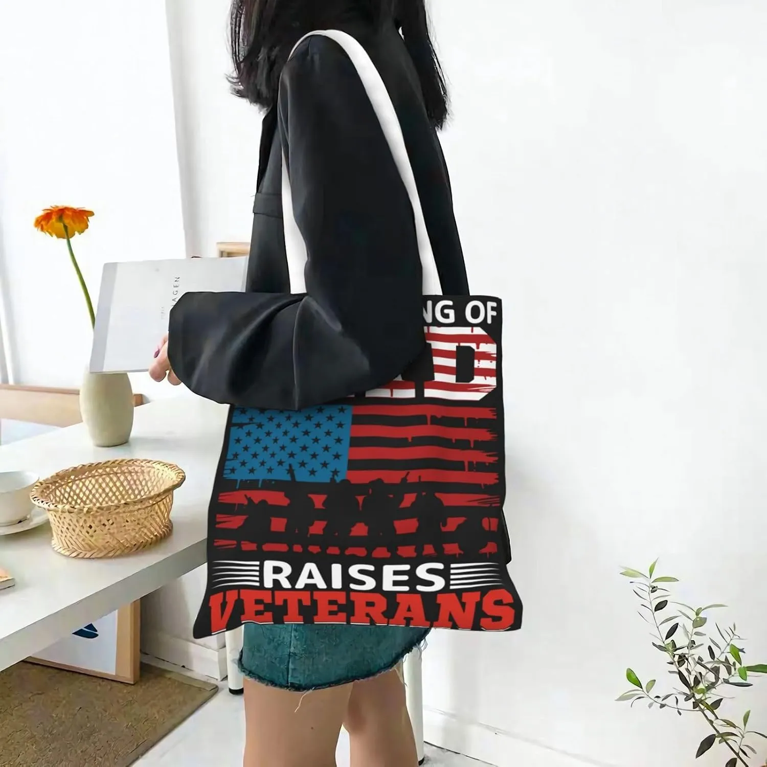 The Super Hero In My Life Is MY Dad Fathers Day Canvas Tote Bag for Women Grocery Shoulder Bags Shopping Handbags