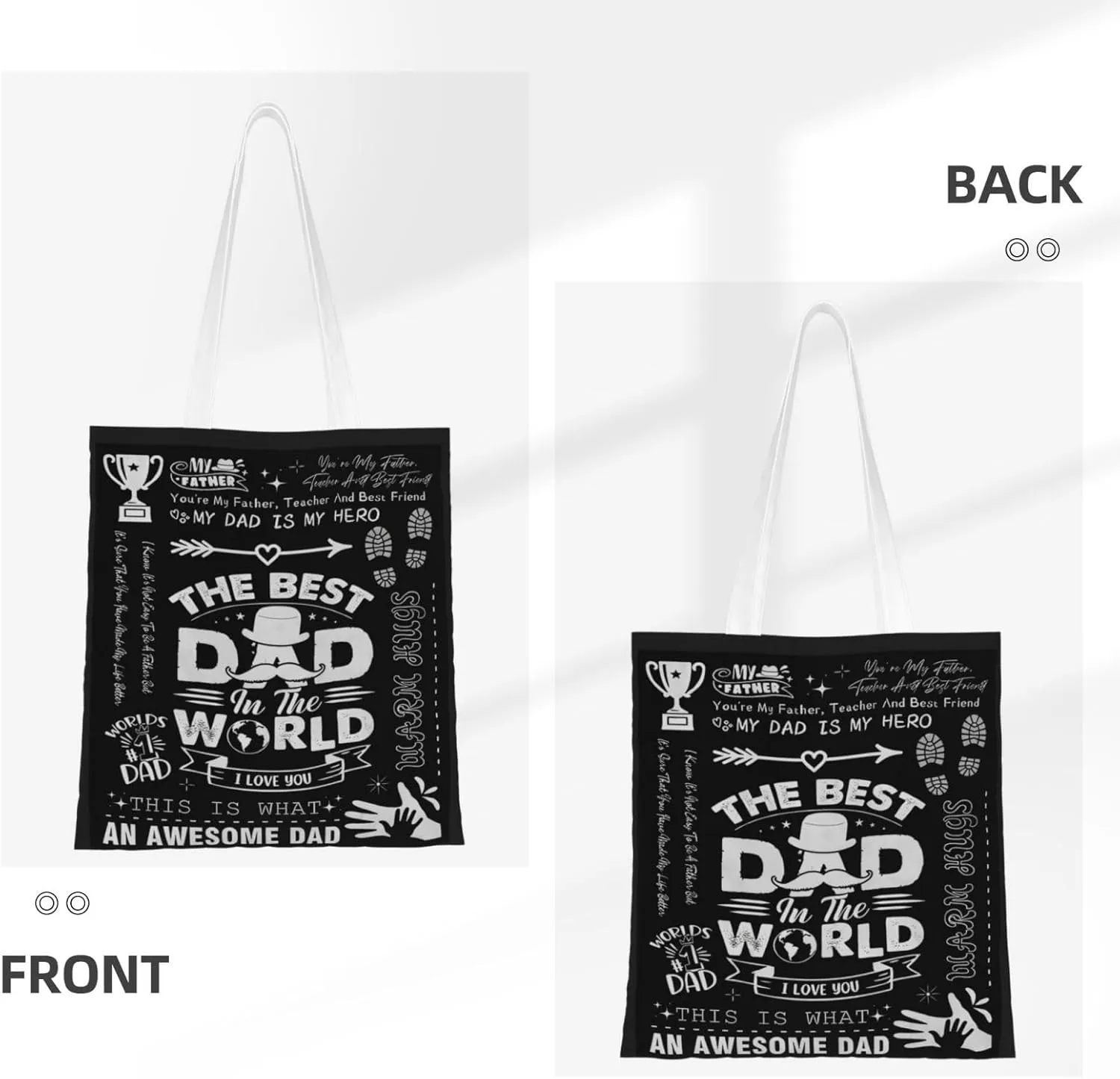The Super Hero In My Life Is MY Dad Fathers Day Canvas Tote Bag for Women Grocery Shoulder Bags Shopping Handbags