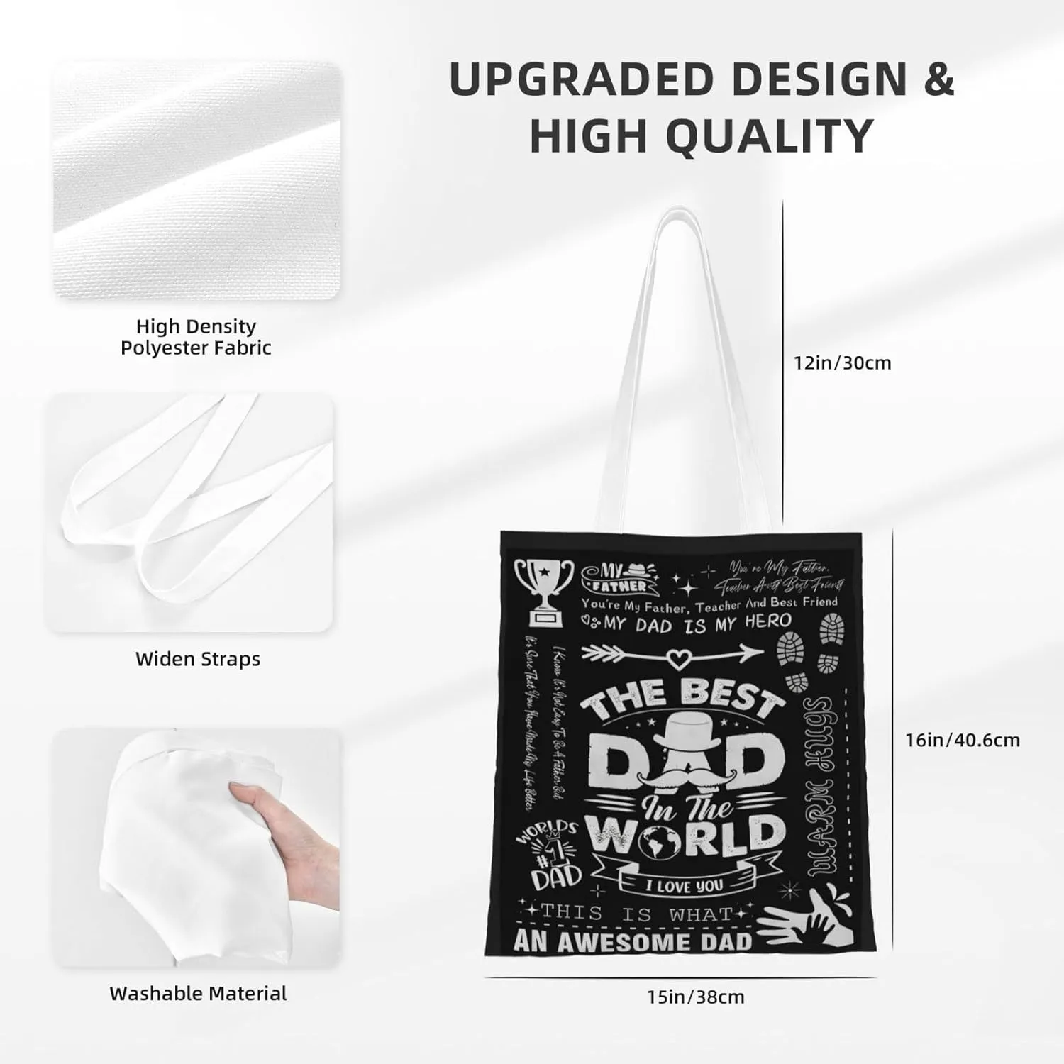 The Super Hero In My Life Is MY Dad Fathers Day Canvas Tote Bag for Women Grocery Shoulder Bags Shopping Handbags