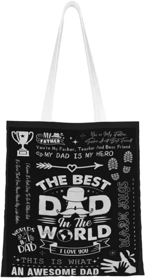 The Super Hero In My Life Is MY Dad Fathers Day Canvas Tote Bag for Women Grocery Shoulder Bags Shopping Handbags