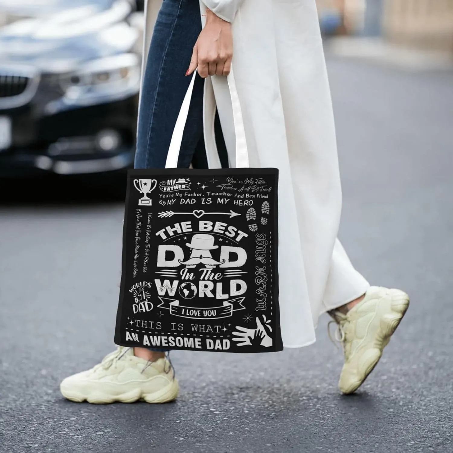 The Super Hero In My Life Is MY Dad Fathers Day Canvas Tote Bag for Women Grocery Shoulder Bags Shopping Handbags