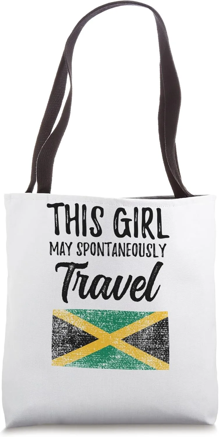This Girl May Spontaneously Travel Jamaica Tote Bag