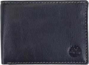 Timberland Men's Leather Passcase Security RFID Wallet, Navy Blue, One Size