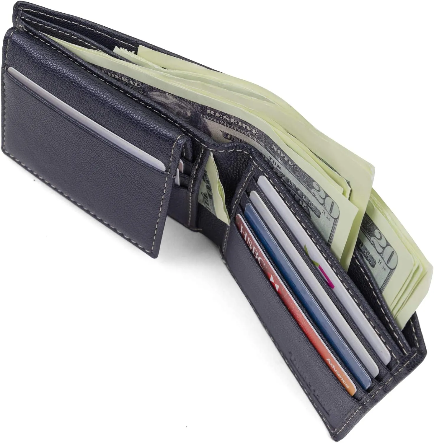Timberland Men's Leather Passcase Security RFID Wallet, Navy Blue, One Size