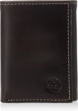 Timberland Men's Leather Trifold Wallet With Id Window, Brown (Cloudy), One Size