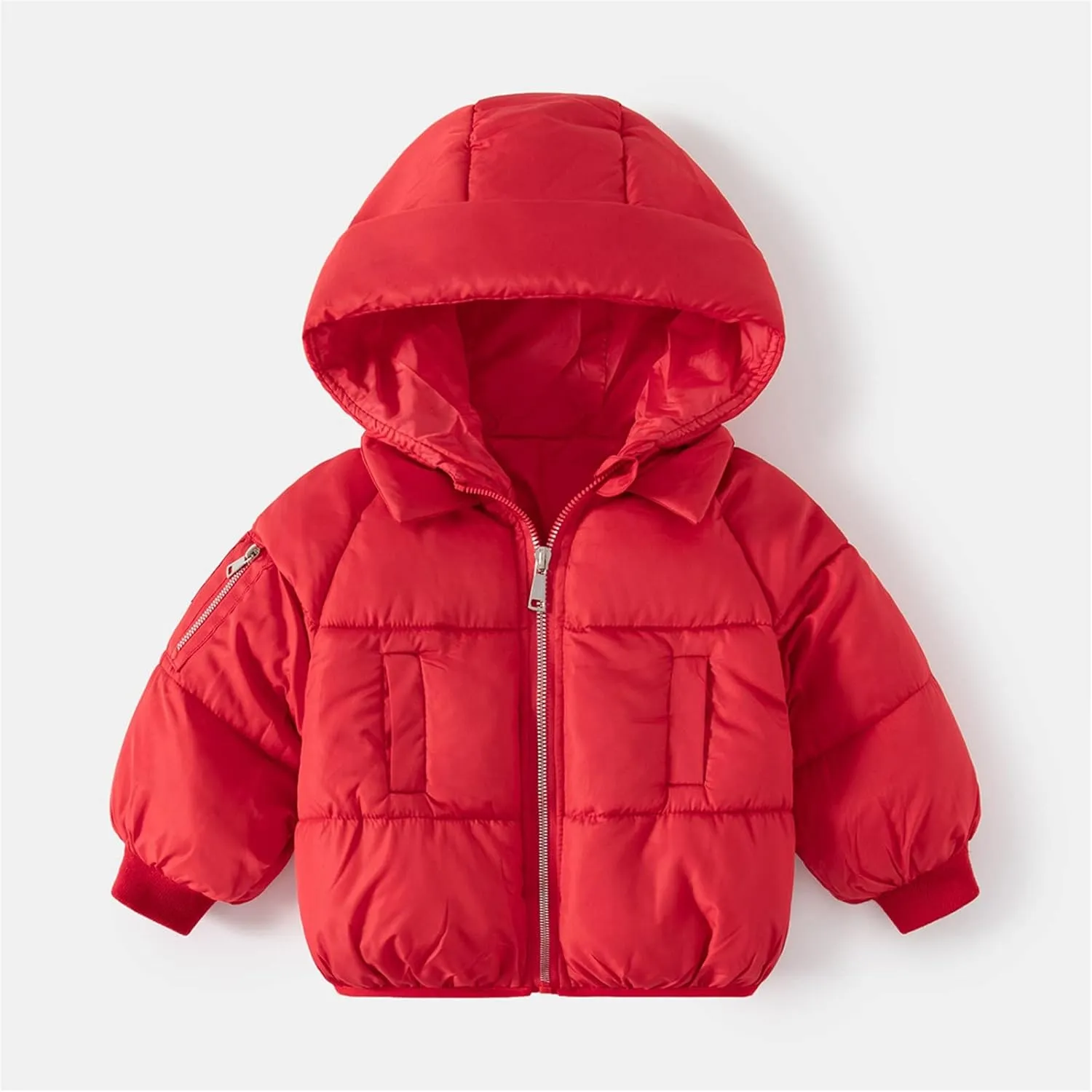 Toddler Baby Boys Girls Solid Long Sleeve Lightweight Puffer Jacket with Hood Kids Winter Coats Infant Down Jacket