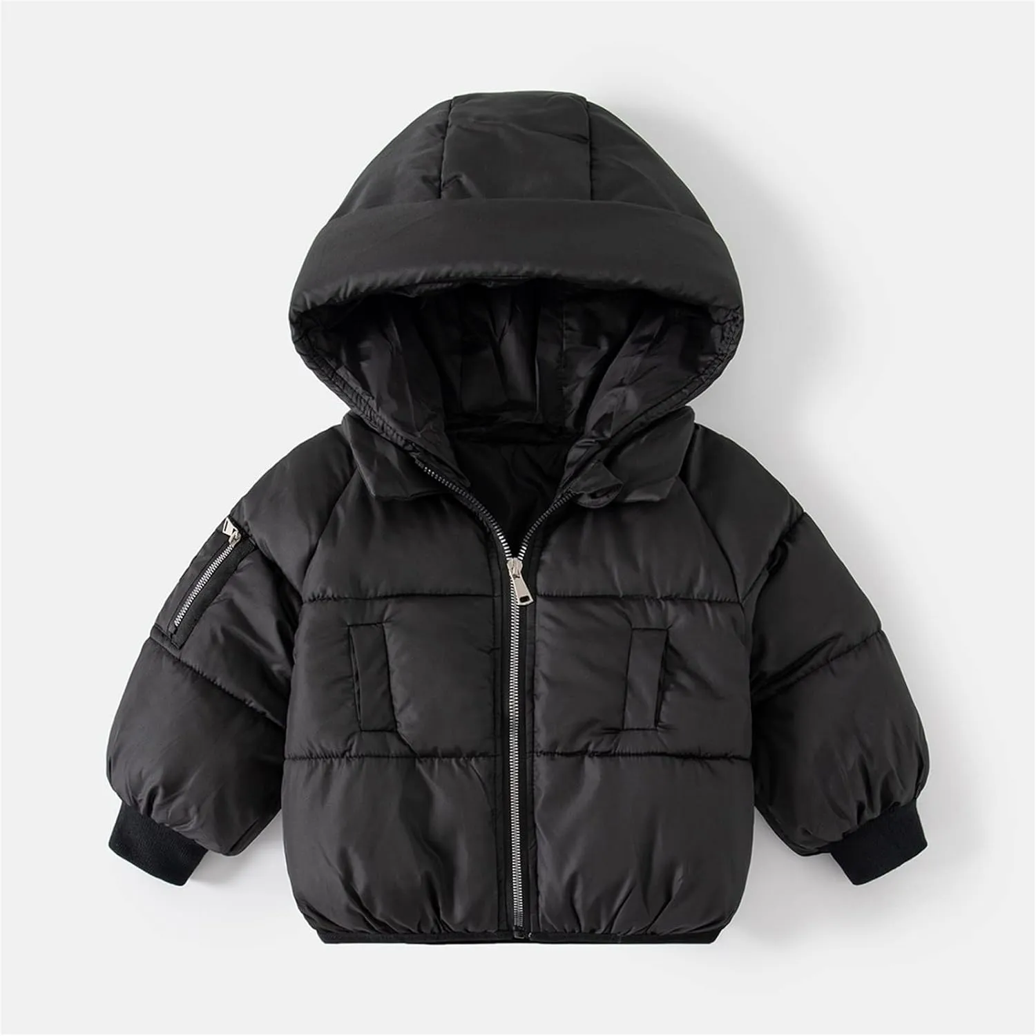 Toddler Baby Boys Girls Solid Long Sleeve Lightweight Puffer Jacket with Hood Kids Winter Coats Infant Down Jacket