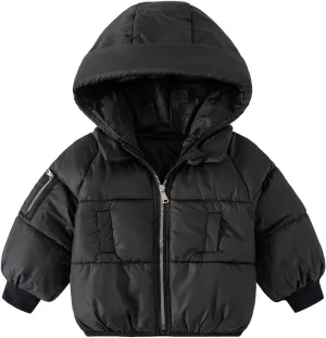 Toddler Baby Boys Girls Solid Long Sleeve Lightweight Puffer Jacket with Hood Kids Winter Coats Infant Down Jacket