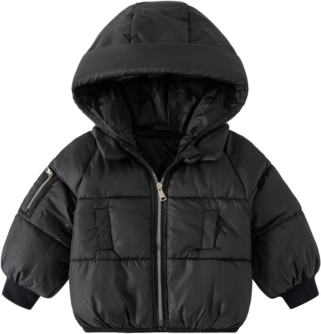 Toddler Baby Boys Girls Solid Long Sleeve Lightweight Puffer Jacket with Hood Kids Winter Coats Infant Down Jacket