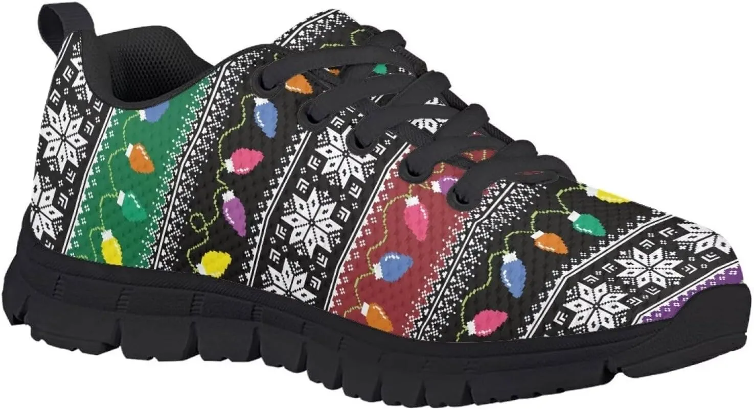Toddler Boys Girls Sneakers Christmas Soft Breathable Shoes Cute Fashion Lightweight Comfy Low-top Camping Shoes for Party US Little Kid 11-13 Big Kid 1-5 Black Sole