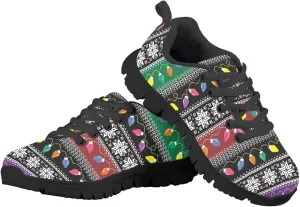 Toddler Boys Girls Sneakers Christmas Soft Breathable Shoes Cute Fashion Lightweight Comfy Low-top Camping Shoes for Party US Little Kid 11-13 Big Kid 1-5 Black Sole