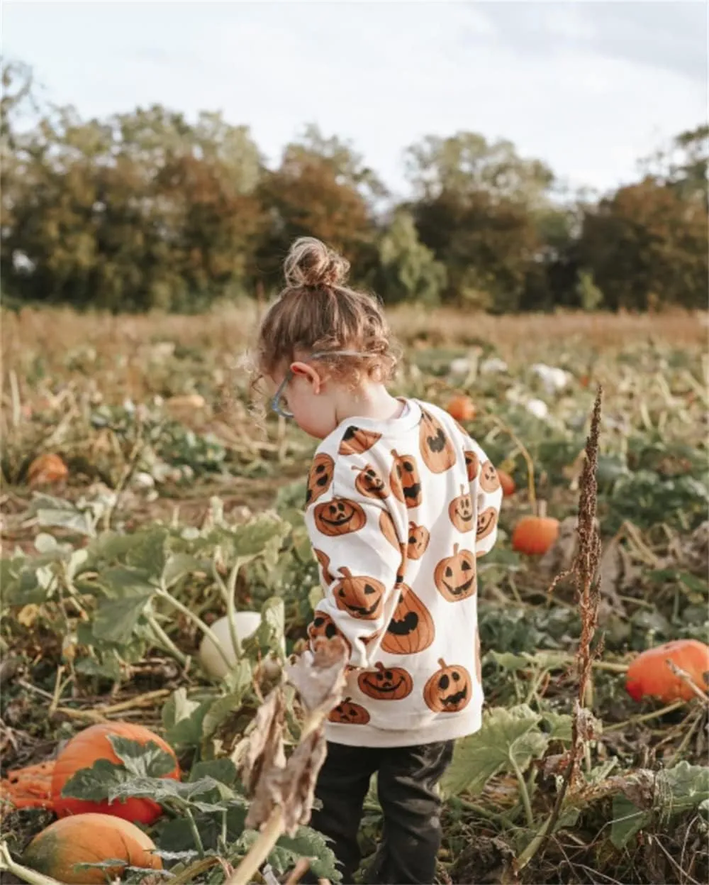 Toddler Infant Baby Girl Boy Halloween Outfit Pumpkin Sweatshirt Oversized Onesie Bubble Romper Sweater Clothes