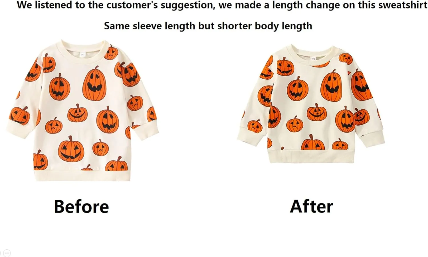 Toddler Infant Baby Girl Boy Halloween Outfit Pumpkin Sweatshirt Oversized Onesie Bubble Romper Sweater Clothes