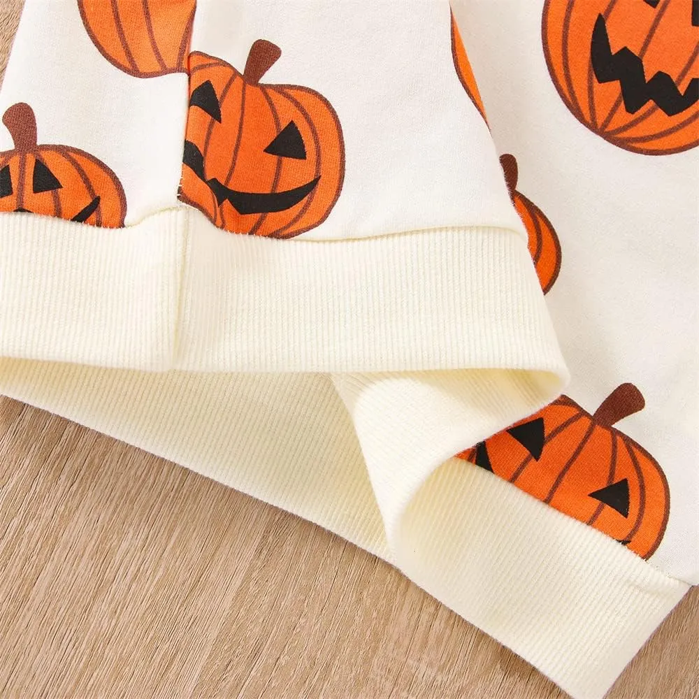 Toddler Infant Baby Girl Boy Halloween Outfit Pumpkin Sweatshirt Oversized Onesie Bubble Romper Sweater Clothes